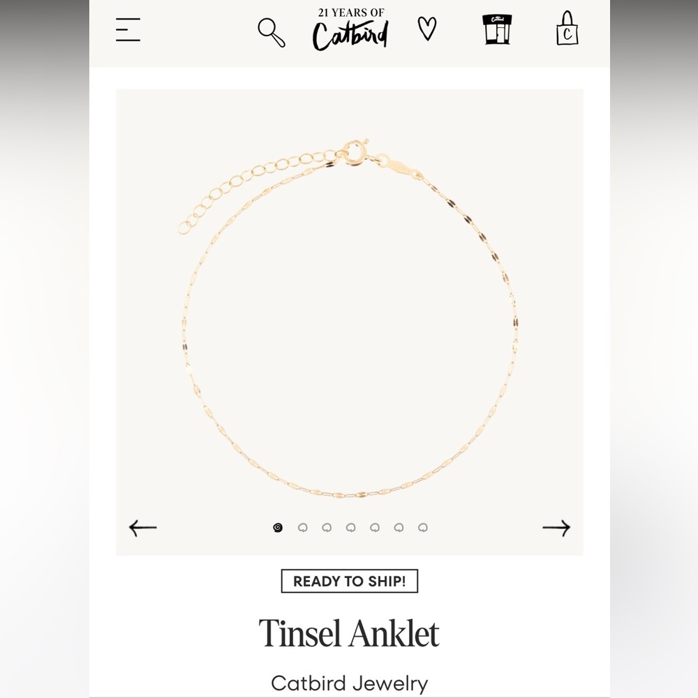 Catbird 14k gold Tinsel Anklet